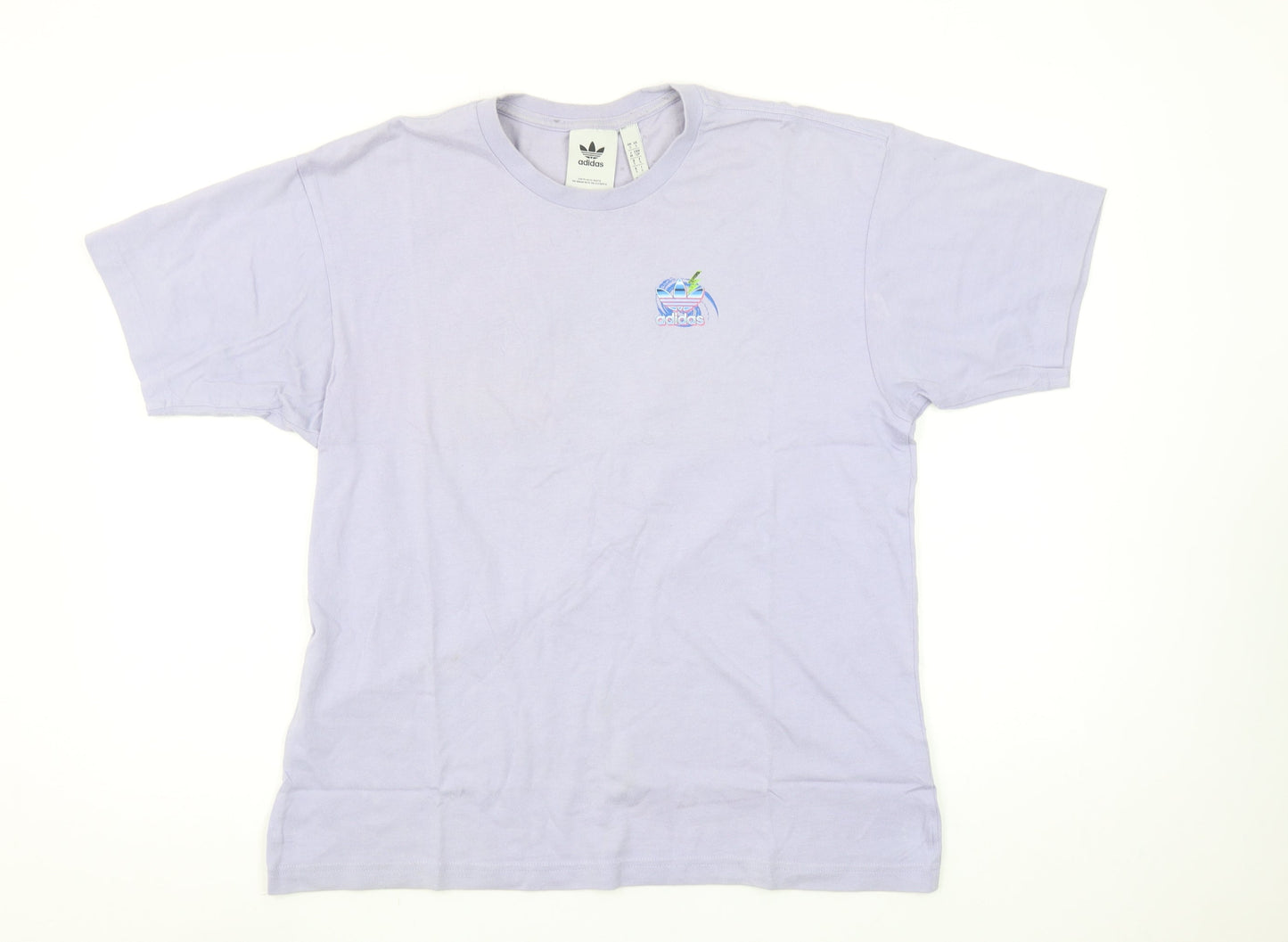 adidas Men's Purple Retro Logo Short Sleeve Cotton T-Shirt Size S