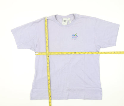 adidas Men's Purple Retro Logo Short Sleeve Cotton T-Shirt Size S