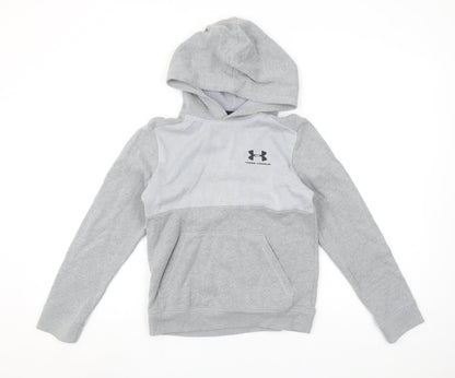 Under Armour Boys Grey Pullover Hoodie Medium ColdGear Fleece
