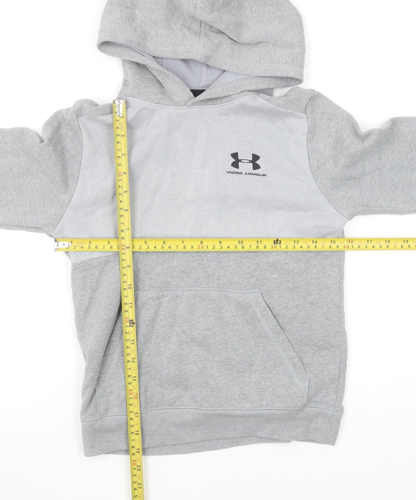 Under Armour Boys Grey Pullover Hoodie Medium ColdGear Fleece