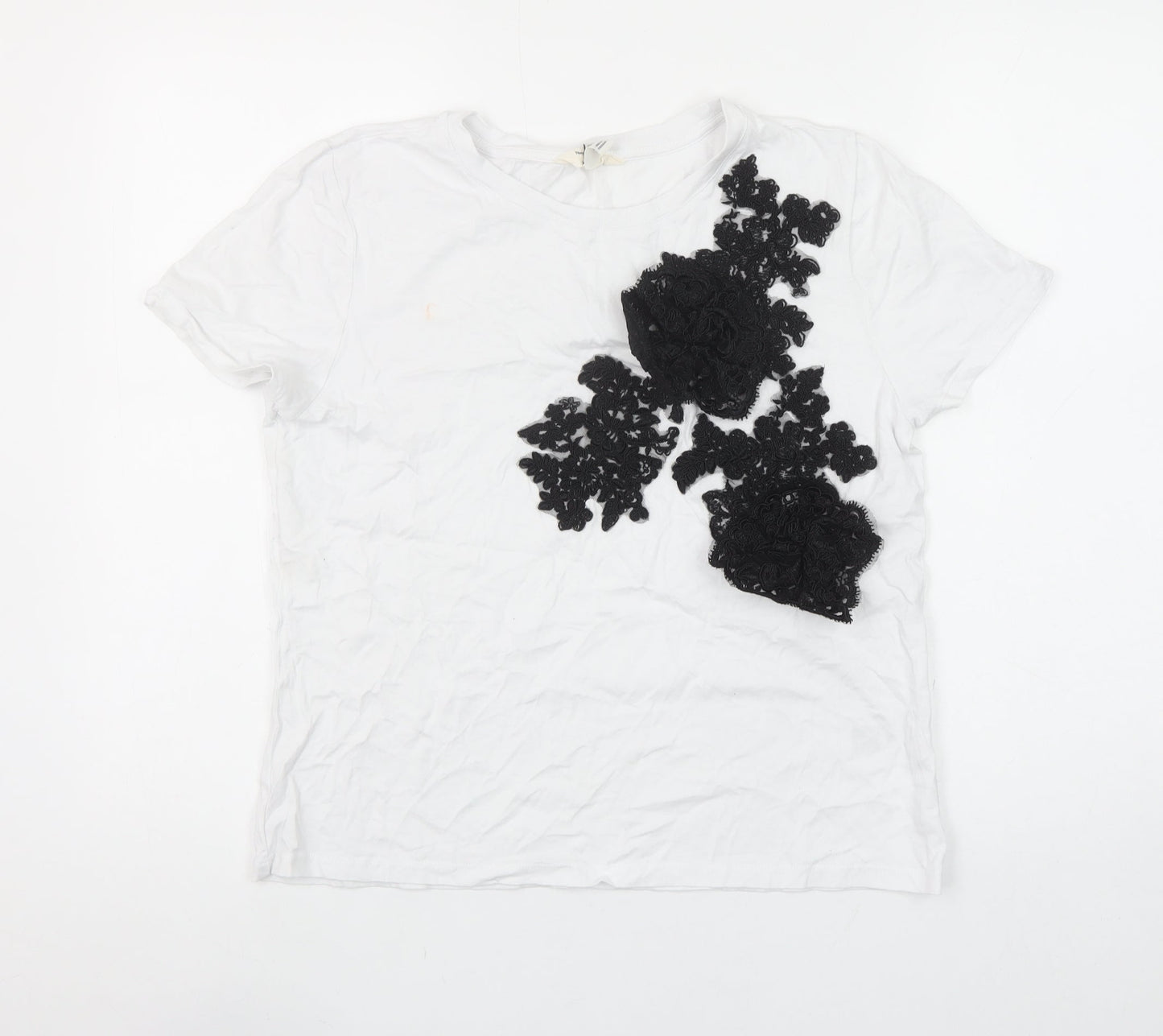 Womens UK Size 12 River Island White Basic T-Shirt