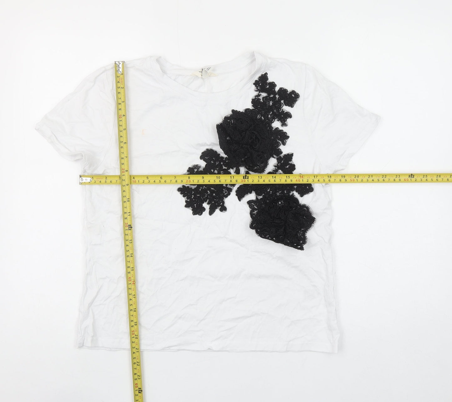 Womens UK Size 12 River Island White Basic T-Shirt