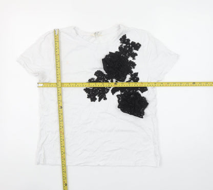 Womens UK Size 12 River Island White Basic T-Shirt