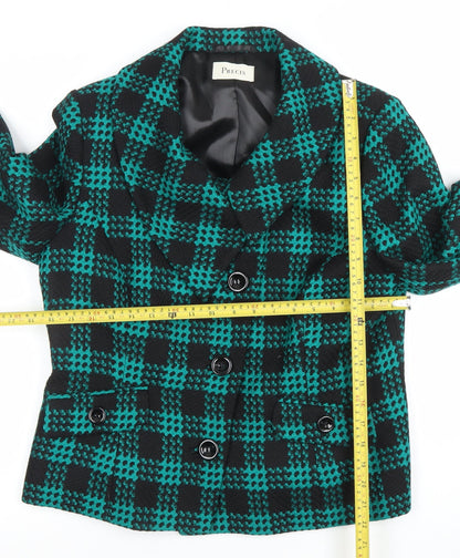 Precis Women Green Check Wool Blazer Jacket Size 14