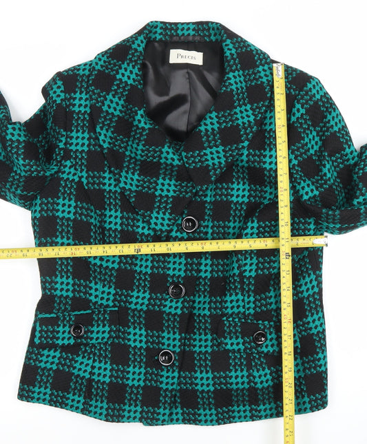 Precis Women Green Check Wool Blazer Jacket Size 14