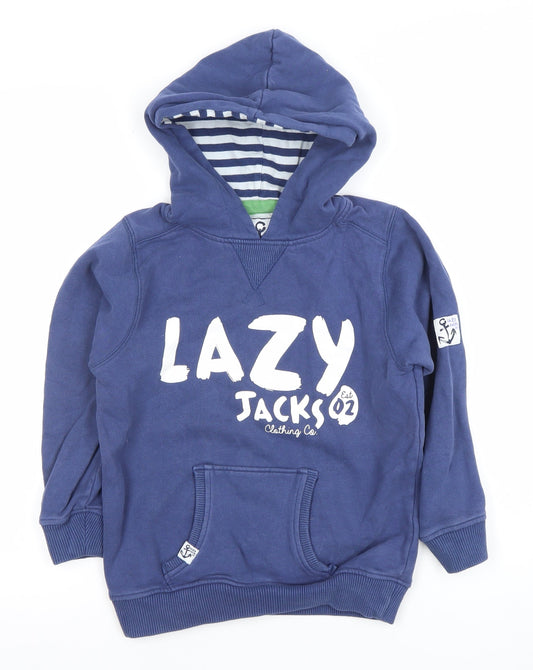 Boys UK Size 7-8 Years Lazy Jacks Blue Pullover Hoodie