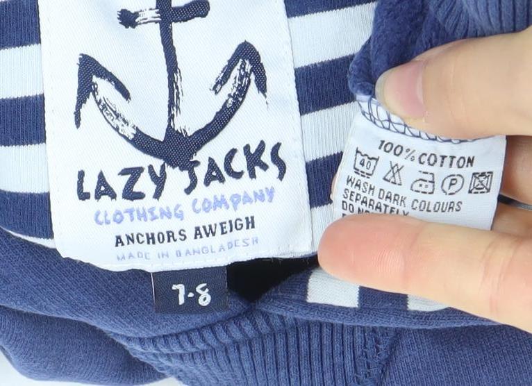 Boys UK Size 7-8 Years Lazy Jacks Blue Pullover Hoodie