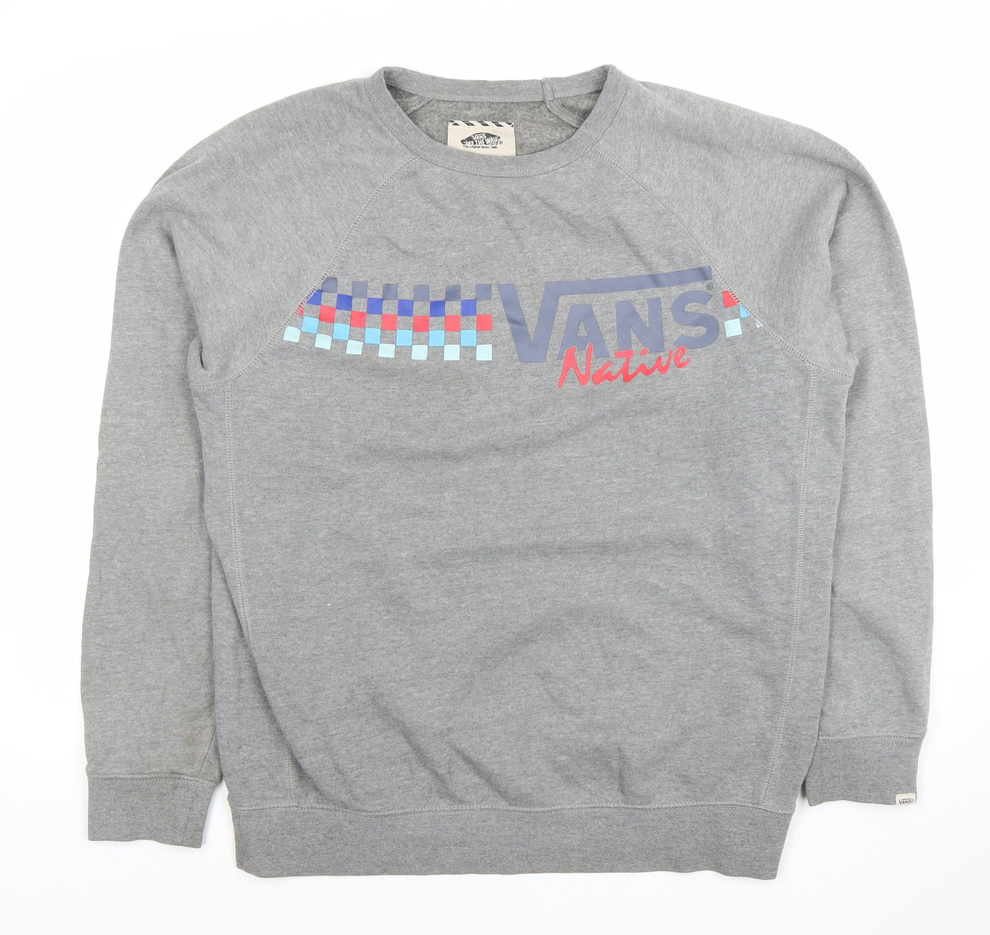 Vans Men's Grey Crew Neck Sweatshirt L Logo Pullover Skate Style