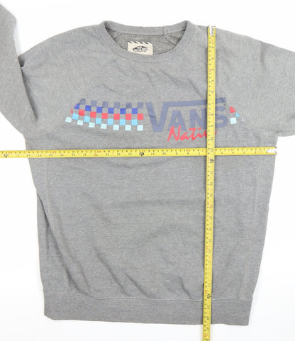 Vans Men's Grey Crew Neck Sweatshirt L Logo Pullover Skate Style