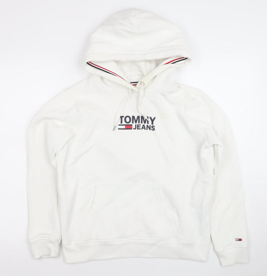 Womens UK Size M Tommy Jeans White Pullover Hoodie
