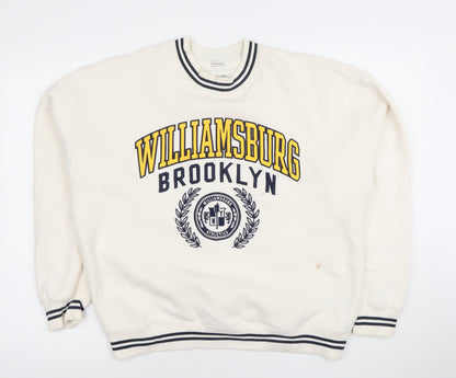 Abercrombie & Fitch Women Ivory Oversized Pullover Sweatshirt S