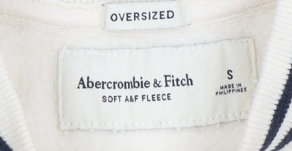 Abercrombie & Fitch Women Ivory Oversized Pullover Sweatshirt S