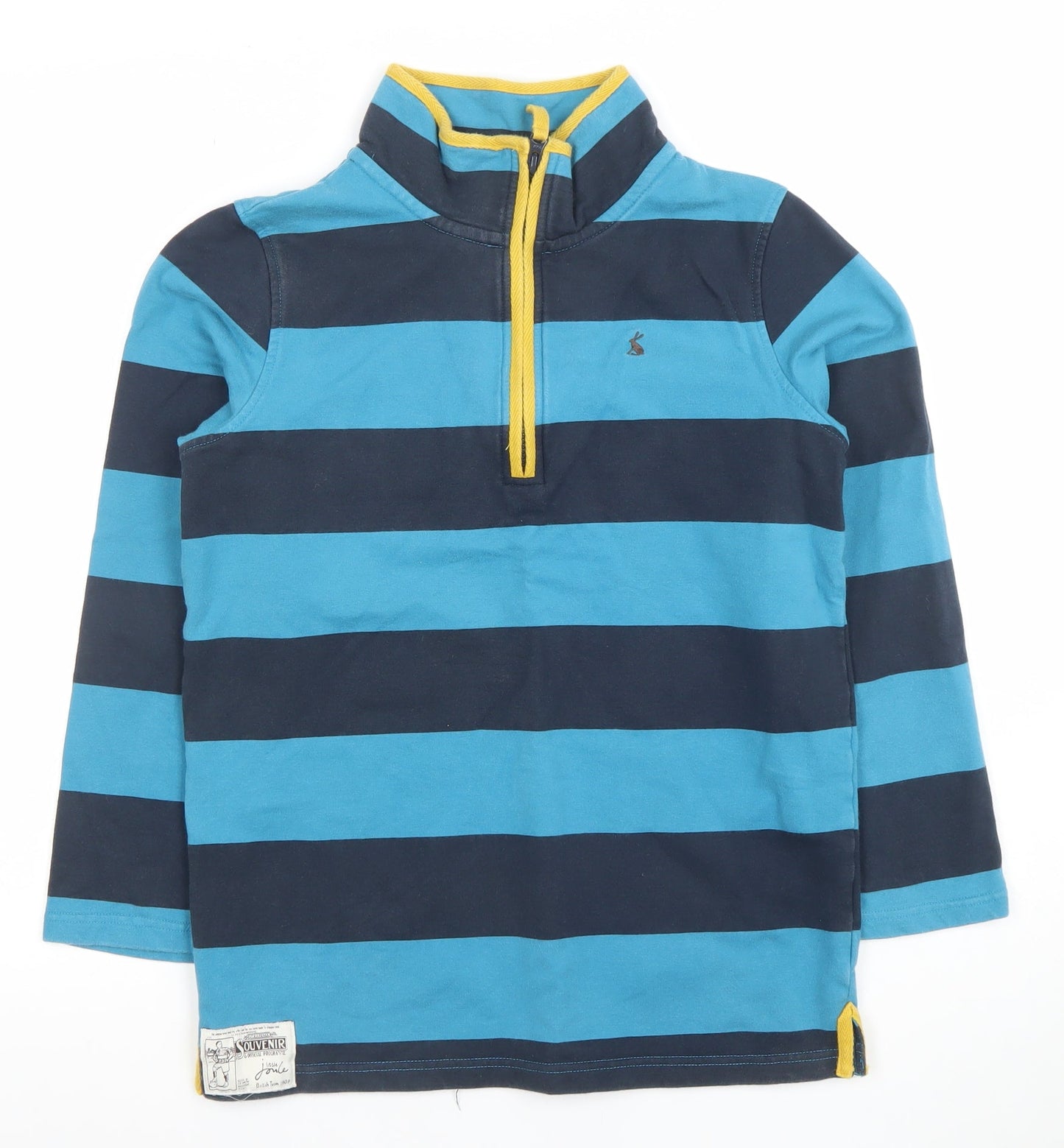 Joules Boys Blue Striped 11-12 Years 1/2 Zip Pullover Sweatshirt