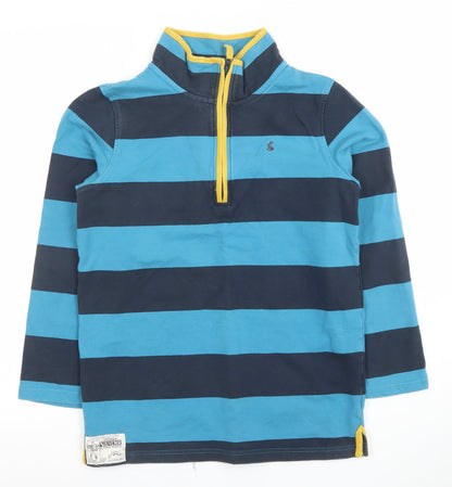 Joules Boys Blue Striped 11-12 Years 1/2 Zip Pullover Sweatshirt