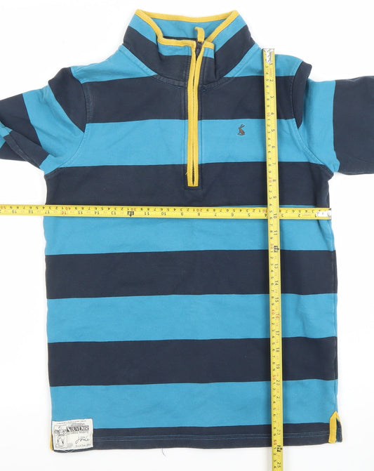 Joules Boys Blue Striped 11-12 Years 1/2 Zip Pullover Sweatshirt
