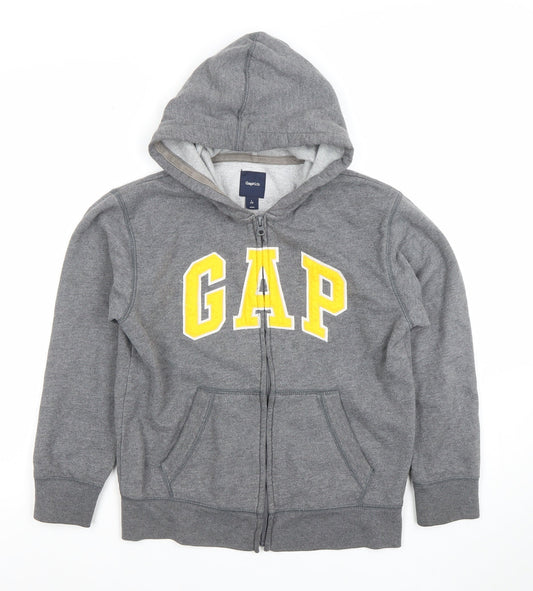 GAP Boys Grey Full Zip Hoodie 10 Years Logo Hooded Sweatshirt
