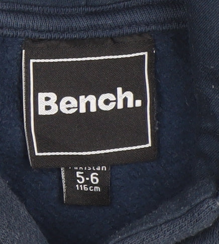 Bench Boys Blue Pullover Hoodie 5-6 Years Logo Fleece Sweatshirt