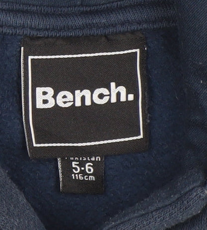 Bench Boys Blue Pullover Hoodie 5-6 Years Logo Fleece Sweatshirt