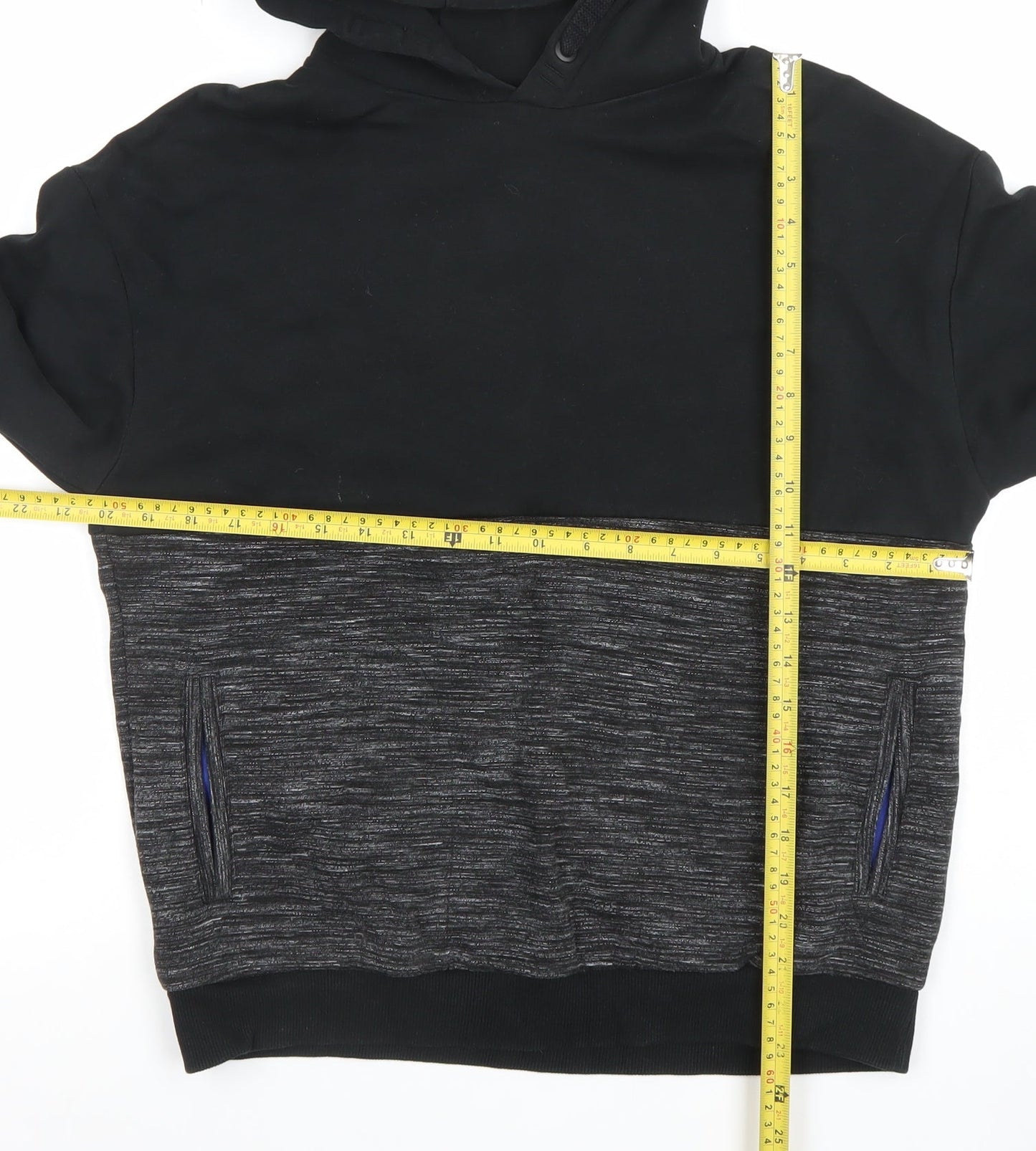Marks and Spencer Boys Black Grey Pullover Hoodie Size 13-14 Years