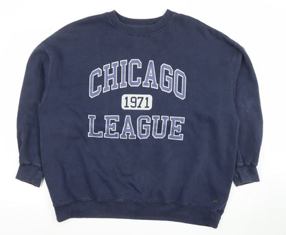 Womens UK Size S Pull & Bear Blue Pullover Sweatshirt