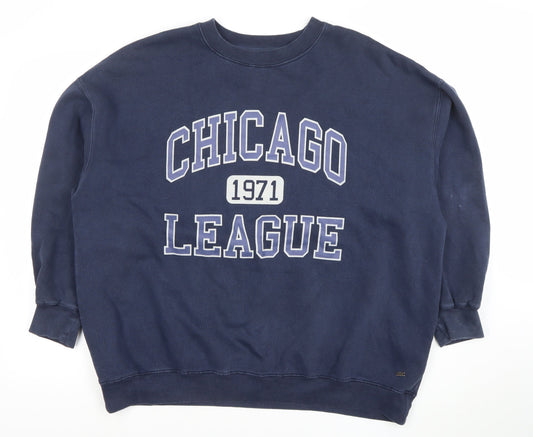 Womens UK Size S Pull & Bear Blue Pullover Sweatshirt