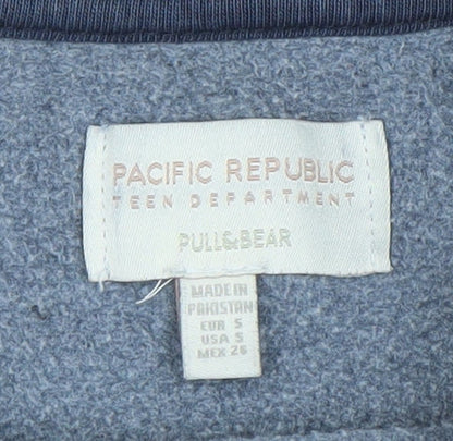 Womens UK Size S Pull & Bear Blue Pullover Sweatshirt