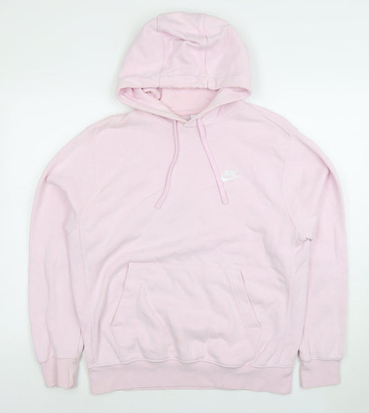 Nike Womens Pink Pullover Hoodie Size M Cotton Blend Casual