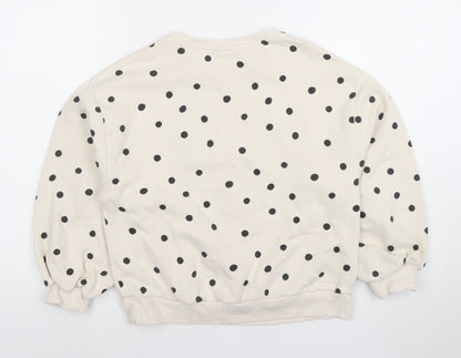 Next Girls Beige Polka Dot Reindeer Christmas Sweatshirt 11 Years