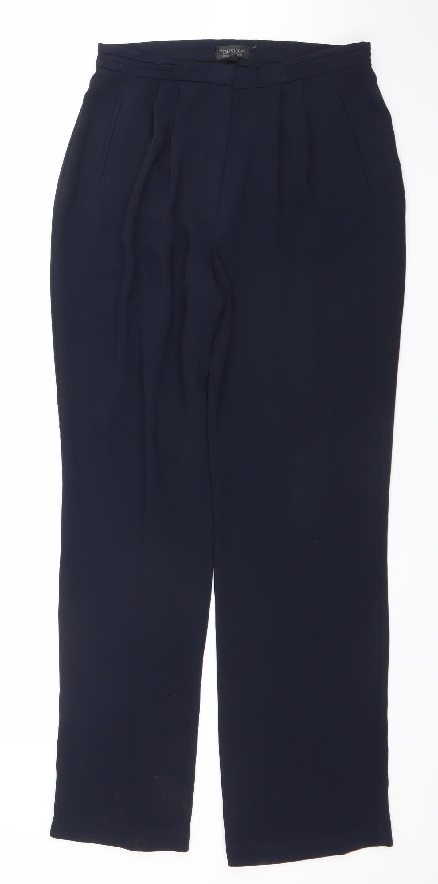 Womens UK Size 10 Topshop Regular Fit Business Casual Formal Workwear Blue Trous