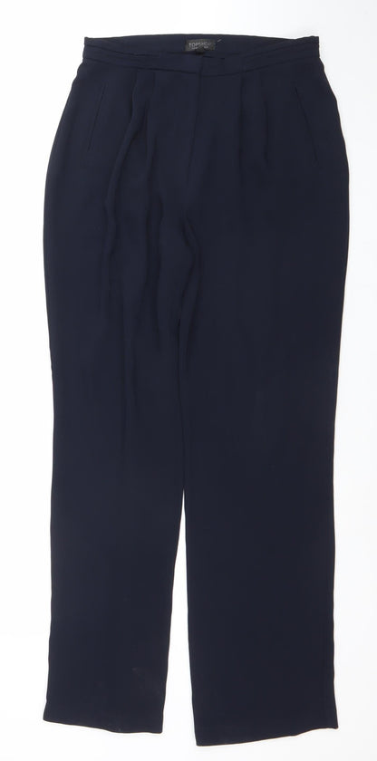 Womens UK Size 10 Topshop Regular Fit Business Casual Formal Workwear Blue Trous