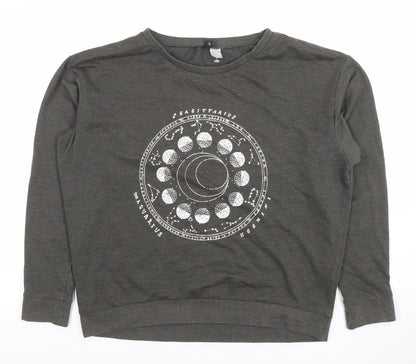 H&M Divided Women's Grey Celestial Graphic Sweatshirt Size L