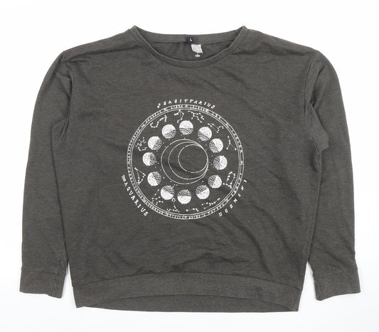 H&M Divided Women's Grey Celestial Graphic Sweatshirt Size L