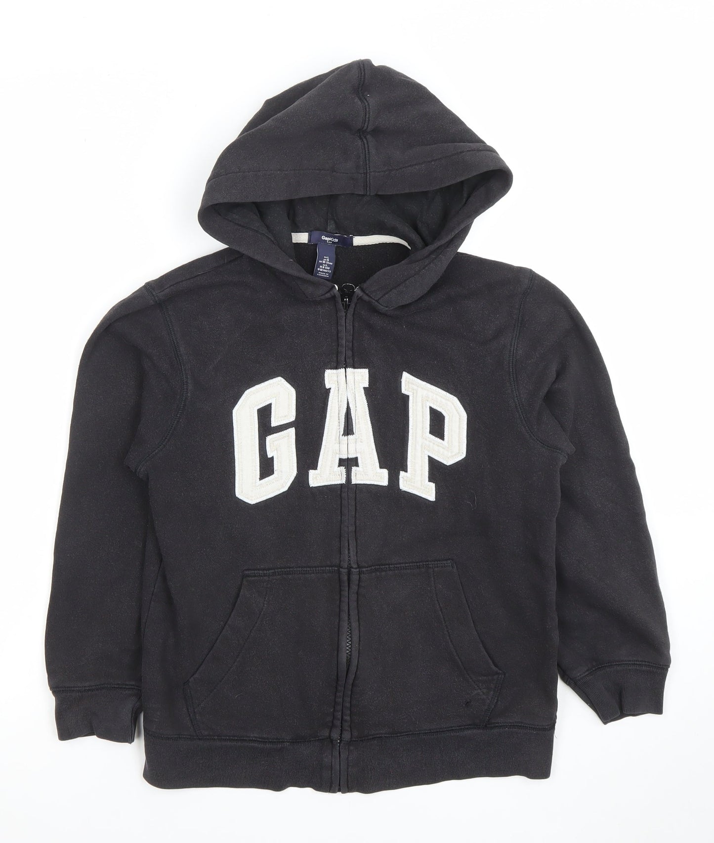 GAP Kids Boys Black Full Zip Hoodie Size 10-11 Years Cotton Blend