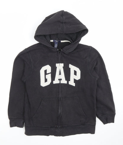 GAP Kids Boys Black Full Zip Hoodie Size 10-11 Years Cotton Blend