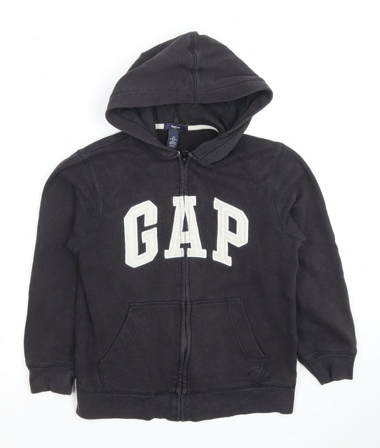 GAP Kids Boys Black Full Zip Hoodie Size 10-11 Years Cotton Blend