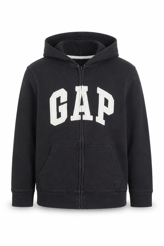 Gap Kids Boys Black Full Zip Hoodie Size 10-11 Years Cotton Blend