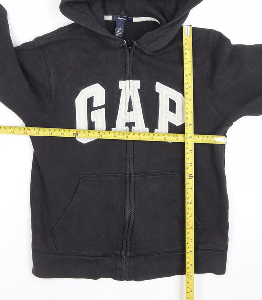 GAP Kids Boys Black Full Zip Hoodie Size 10-11 Years Cotton Blend
