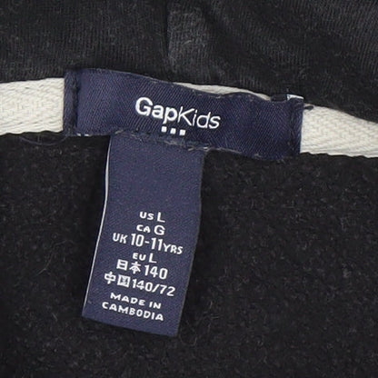 GAP Kids Boys Black Full Zip Hoodie Size 10-11 Years Cotton Blend