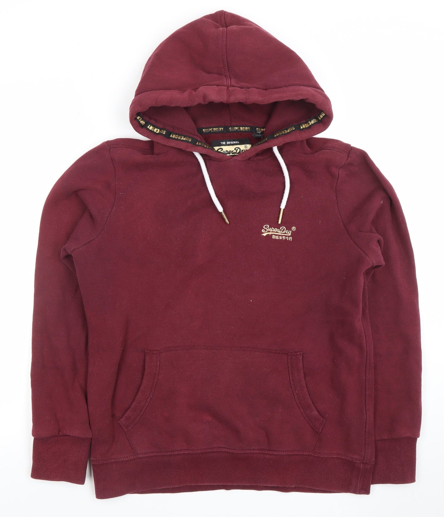 Superdry Womens Burgundy Hooded Pullover Hoodie UK 14 Orange Label
