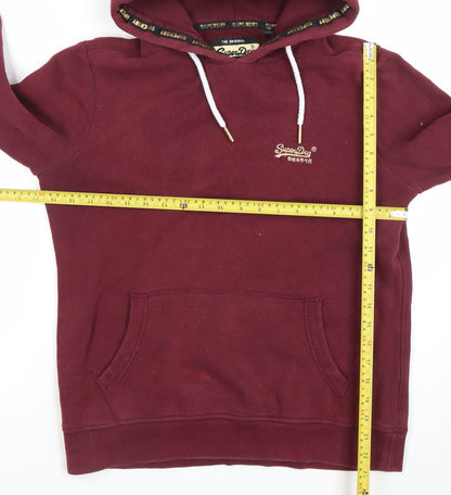Superdry Womens Burgundy Hooded Pullover Hoodie UK 14 Orange Label