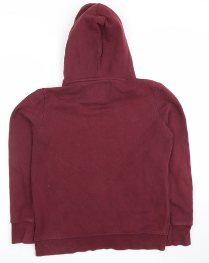 Superdry Womens Burgundy Hooded Pullover Hoodie UK 14 Orange Label