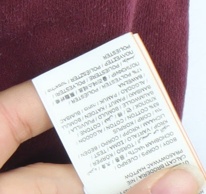 Superdry Womens Burgundy Hooded Pullover Hoodie UK 14 Orange Label