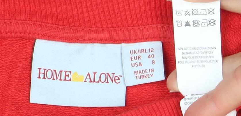 Womens UK Size 12 Home Alone Red Pullover Sweatshirt