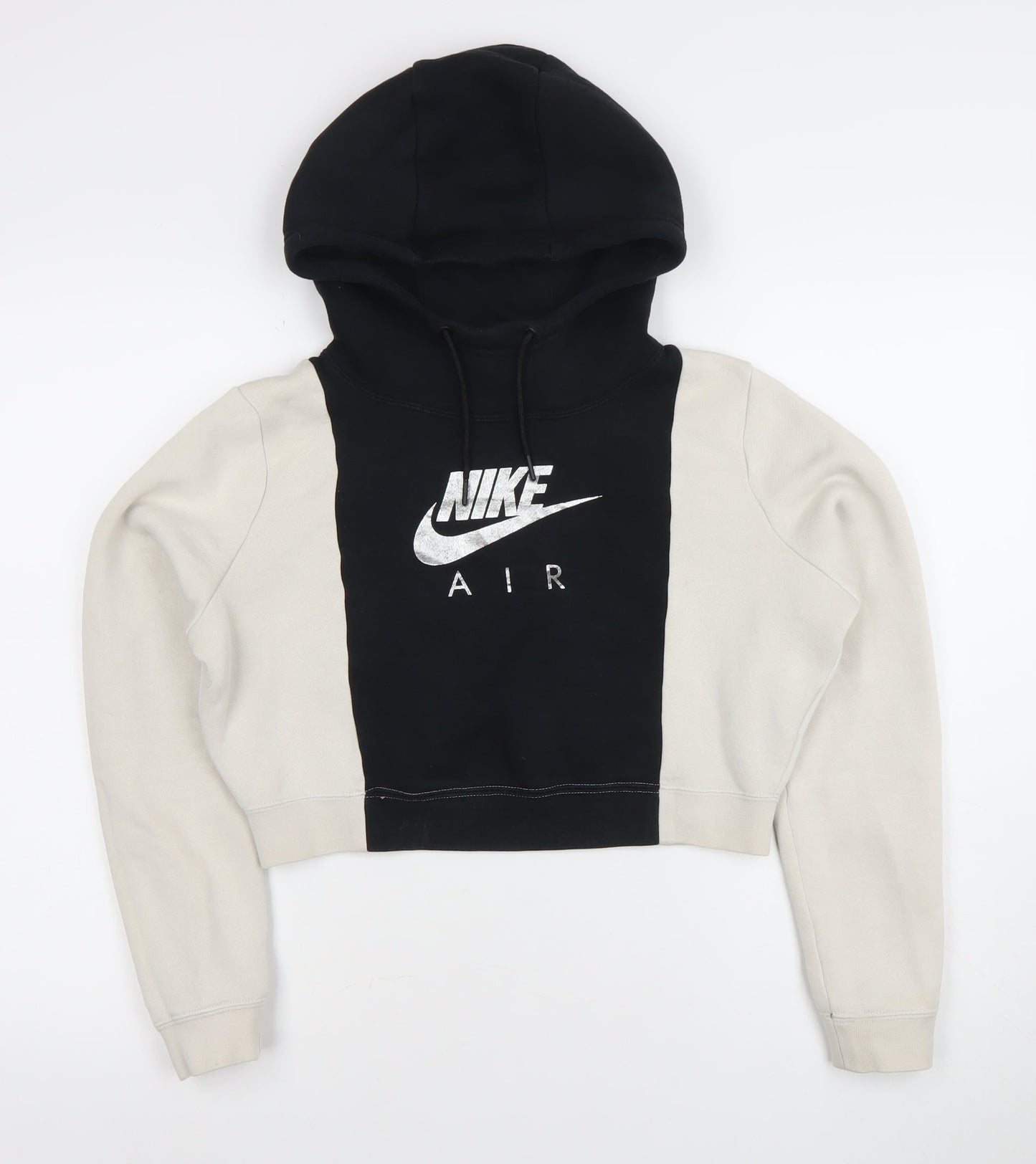 Nike Women’s Black Beige Colourblock Hooded Pullover Sweatshirt Size S