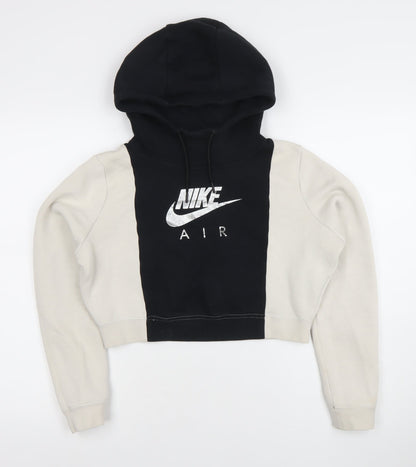 Nike Women’s Black Beige Colourblock Hooded Pullover Sweatshirt Size S