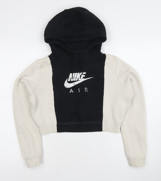 Nike Women’s Black Beige Colourblock Hooded Pullover Sweatshirt Size S