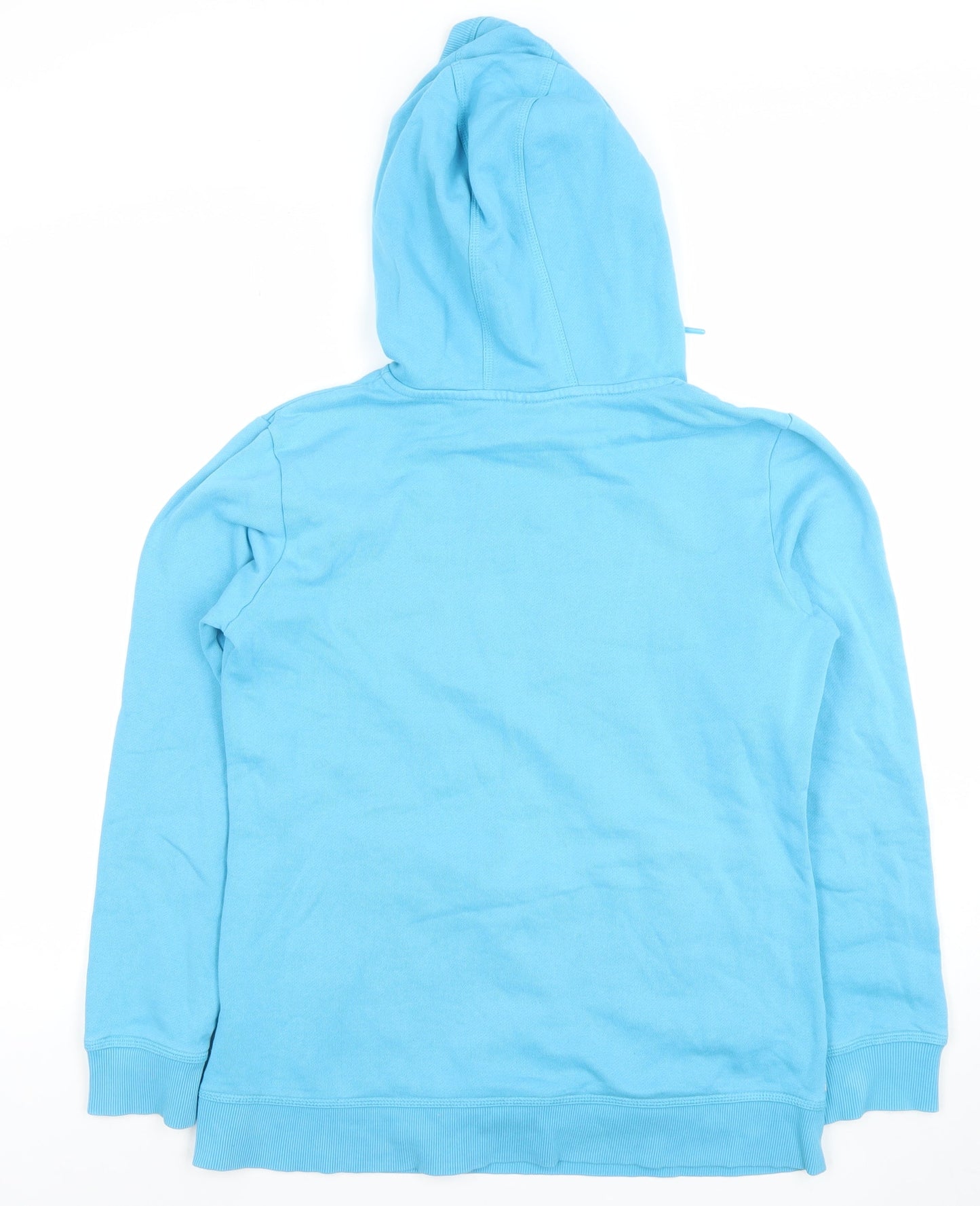 Adidas Women Blue Pullover Hoodie Size 14 Cotton Blend Logo Print