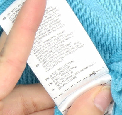 Adidas Women Blue Pullover Hoodie Size 14 Cotton Blend Logo Print