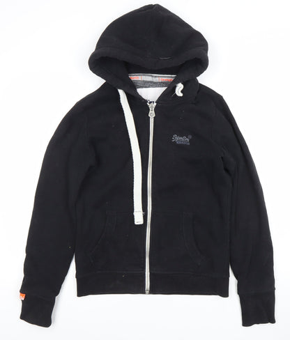 Superdry Men’s Black Full Zip Hoodie Size S Orange Label Fleece