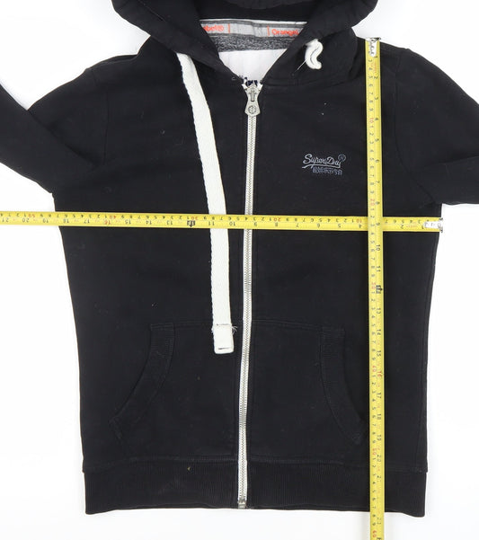 Superdry Men’s Black Full Zip Hoodie Size S Orange Label Fleece
